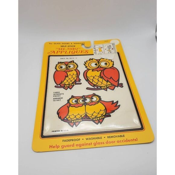 1970's Deadstock Owl Window Appliques. New in original packaging - Picture 4 of 4